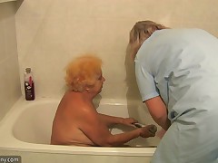 Despondent nurse masturbating superannuated chubby granny, there assist grit likewise guy